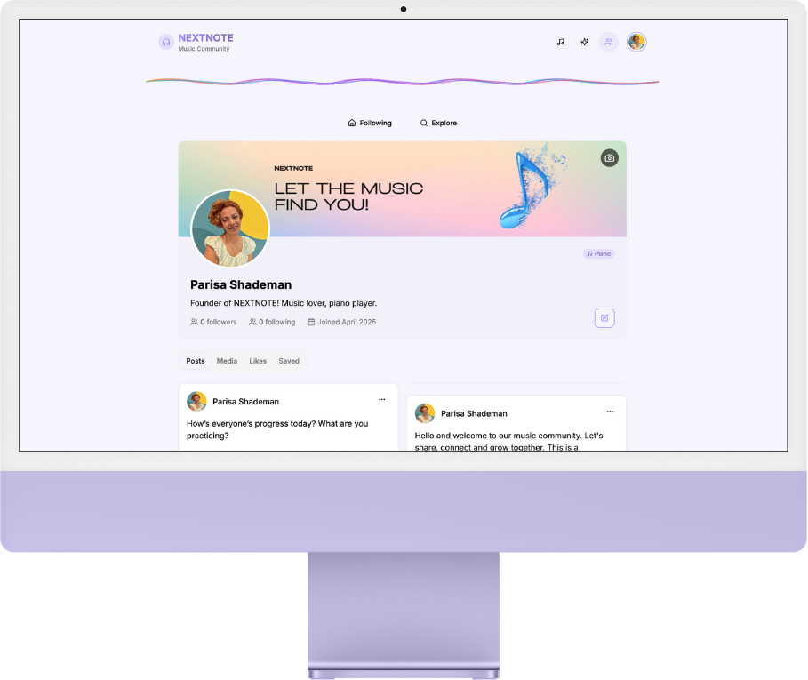NEXTNOTE - Online profile and community features
