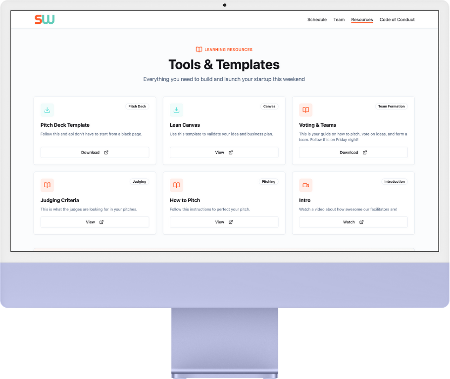 Startup Weekend Wellington - Resources and tools